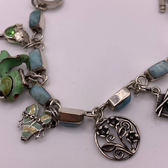 Lovely 925 Sterling Silver Larimar charm bracelet - Picture 4 of 7
